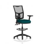 Eclipse Plus II Lever Task Operator Chair Mesh Back High Rise Draughtsman Kit With Height Adjustable And Folding Arms Bespoke Colour Seat Maringa Teal KCUP2259