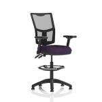 Eclipse Plus II Lever Task Operator Chair Mesh Back High Rise Draughtsman Kit With Height Adjustable And Folding Arms Bespoke Colour Seat Tansy Purple KCUP2264