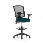 Eclipse Plus II Lever Task Operator Chair Deluxe Mesh Back High Rise Draughtsman Kit Height Adjustable And Folding Arms Bespoke Seat Maringa Teal KCUP2291