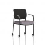 Brunswick Deluxe With Arms Black Frame With Castors Black Fabric Back Bespoke Colour Seat Rivet Fuse KCUP2490