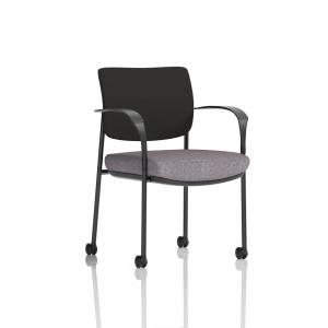Brunswick Deluxe With Arms Black Frame With Castors Black Fabric Back
