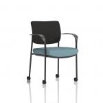 Brunswick Deluxe With Arms Black Frame With Castors Black Fabric Back Bespoke Colour Seat Rivet Quench KCUP2491