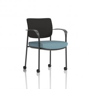 Brunswick Deluxe With Arms Black Frame With Castors Black Fabric Back