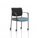 Brunswick Deluxe With Arms Black Frame With Castors Black Fabric Back Bespoke Colour Seat Rivet Quench KCUP2491