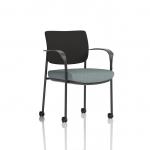 Brunswick Deluxe With Arms Black Frame With Castors Black Fabric Back Bespoke Colour Seat Rivet Tensile KCUP2492