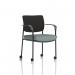 Brunswick Deluxe With Arms Black Frame With Castors Black Fabric Back Bespoke Colour Seat Rivet Tensile KCUP2492