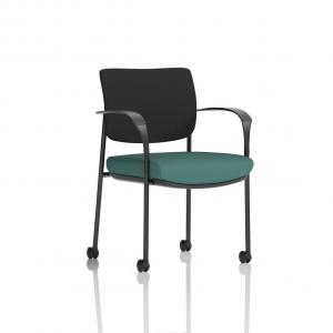 Brunswick Deluxe With Arms Black Frame With Castors Black Fabric Back
