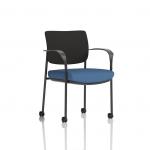 Brunswick Deluxe With Arms Black Frame With Castors Black Fabric Back Bespoke Colour Seat Quest Limpet KCUP2495