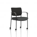 Brunswick Deluxe With Arms Black Frame With Castors Black Fabric Back Bespoke Colour Seat Quest Mussel KCUP2496