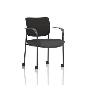 Brunswick Deluxe With Arms Black Frame With Castors Black Fabric Back