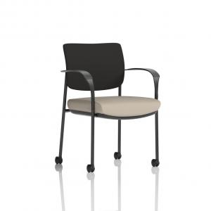 Brunswick Deluxe With Arms Black Frame With Castors Black Fabric Back