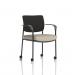 Brunswick Deluxe With Arms Black Frame With Castors Black Fabric Back Bespoke Colour Seat Quest Salt KCUP2497
