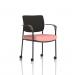 Brunswick Deluxe With Arms Black Frame With Castors Black Fabric Back Bespoke Colour Seat Quest Shrimp KCUP2499
