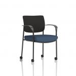 Brunswick Deluxe With Arms Black Frame With Castors Black Fabric Back Bespoke Colour Seat Quest Whelk KCUP2500