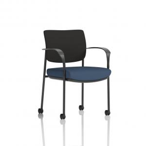 Brunswick Deluxe With Arms Black Frame With Castors Black Fabric Back