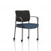 Brunswick Deluxe With Arms Black Frame With Castors Black Fabric Back Bespoke Colour Seat Quest Whelk KCUP2500