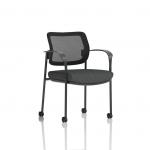 Brunswick Deluxe With Arms Black Frame With Castors Mesh Back Bespoke Colour Seat Quest Mussel KCUP2508