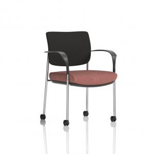 Brunswick Deluxe With Arms Chrome Frame With Castors Black Fabric Back