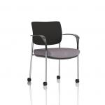 Brunswick Deluxe With Arms Chrome Frame With Castors Black Fabric Back Bespoke Colour Seat Rivet Fuse KCUP2562
