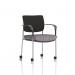 Brunswick Deluxe With Arms Chrome Frame With Castors Black Fabric Back Bespoke Colour Seat Rivet Fuse KCUP2562
