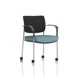 Brunswick Deluxe With Arms Chrome Frame With Castors Black Fabric Back