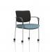 Brunswick Deluxe With Arms Chrome Frame With Castors Black Fabric Back Bespoke Colour Seat Rivet Quench KCUP2563