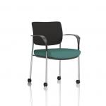 Brunswick Deluxe With Arms Chrome Frame With Castors Black Fabric Back Bespoke Colour Seat Quest Kelp KCUP2566