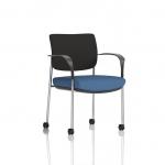 Brunswick Deluxe With Arms Chrome Frame With Castors Black Fabric Back Bespoke Colour Seat Quest Limpet KCUP2567