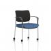 Brunswick Deluxe With Arms Chrome Frame With Castors Black Fabric Back Bespoke Colour Seat Quest Limpet KCUP2567