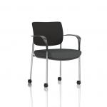 Brunswick Deluxe With Arms Chrome Frame With Castors Black Fabric Back Bespoke Colour Seat Quest Mussel KCUP2568