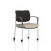 Brunswick Deluxe With Arms Chrome Frame With Castors Black Fabric Back Bespoke Colour Seat Quest Salt KCUP2569