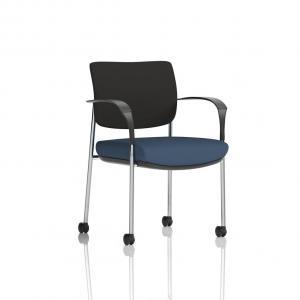 Brunswick Deluxe With Arms Chrome Frame With Castors Black Fabric Back