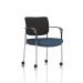 Brunswick Deluxe With Arms Chrome Frame With Castors Black Fabric Back Bespoke Colour Seat Quest Whelk KCUP2572