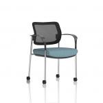 Brunswick Deluxe With Arms Chrome Frame With Castors Mesh Back Bespoke Colour Seat Rivet Quench KCUP2575