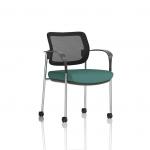 Brunswick Deluxe With Arms Chrome Frame With Castors Mesh Back Bespoke Colour Seat Quest Kelp KCUP2578