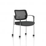 Brunswick Deluxe With Arms Chrome Frame With Castors Mesh Back Bespoke Colour Seat Quest Mussel KCUP2580