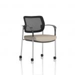 Brunswick Deluxe With Arms Chrome Frame With Castors Mesh Back Bespoke Colour Seat Quest Salt KCUP2581