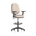 Eclipse Plus I Lever Task Operator Chair With High Rise Draughtsman Kit With Height Adjustable Arms Bespoke Colour Back And Seat Quest Salt KCUP3001