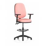 Eclipse Plus II Lever Task Operator Chair With High Rise Draughtsman Kit With Height Adjustable Arms Bespoke Colour Back And Seat Quest Shrimp KCUP3195