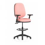 Eclipse Plus II Lever Task Operator Chair High Rise Draughtsman Kit With Height Adjustable And Folding Arms Bespoke Colour Back And Seat Quest Shrimp KCUP3219
