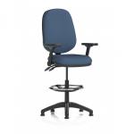 Eclipse Plus II Lever Task Operator Chair High Rise Draughtsman Kit With Height Adjustable And Folding Arms Bespoke Colour Back And Seat Quest Whelk KCUP3220