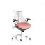 Flex Task Operator Chair White Frame White Back Bespoke Colour Seat Quest Shrimp KCUP3807