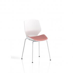 Florence White Frame Visitor Chair Bespoke Colour Seat Quest Shrimp