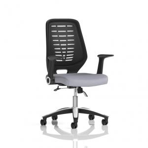 Relay Task Operator Chair Black Back With Folding Arms Bespoke Colour