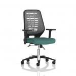 Relay Task Operator Chair Silver Back With Height Adjustable Arms Bespoke Colour Quest Kelp KCUP4198