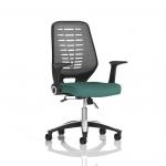 Relay Task Operator Chair Silver Back With Folding Arms Bespoke Colour Quest Kelp KCUP4210