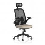 Sigma Executive Mesh Chair With Folding Arms Bespoke Colour Seat Quest Salt KCUP4237