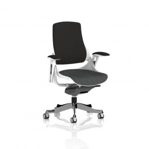 Zure White Shell Black Fabric Back Bespoke Colour Seat Quest Mussel