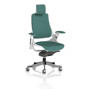 Zure White Shell With Headrest Bespoke Colour Back And Seat Quest Kelp