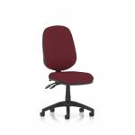 The picture shows a stylish and modern general desk chair, the Luna II Lever Task Operator Chair. Its back and seat are a bespoke colour of ginseng chilli, adding a touch of vibrancy to any workspace. The chair features dynamic design and functionality, perfect for any office setting.